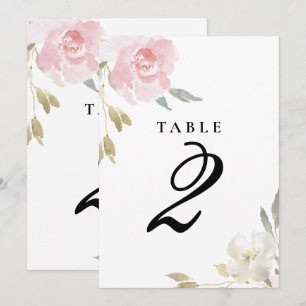 Classic Pink Floral Wedding Table Number