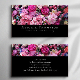 Classic Pink Flowers Florist Flower Shop Business Card