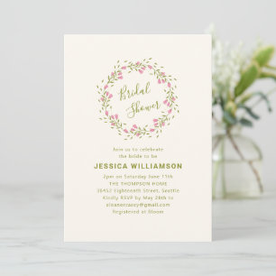 Classic Pink Garden Floral Bridal Shower Invitation
