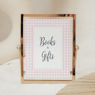 Classic Pink Gingham Baby Shower Books and Gifts Poster