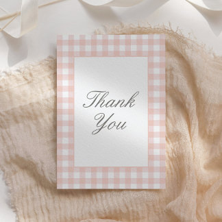 Classic Pink Gingham Girl Baby Shower Thank You Card