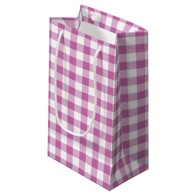 Classic Pink Gingham Pattern Small Gift Bag (Front Angled)