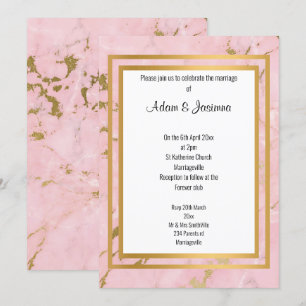 CLASSIC PINK GOLD MARBLE ABSTRACT LAYER WEDDING  INVITATION