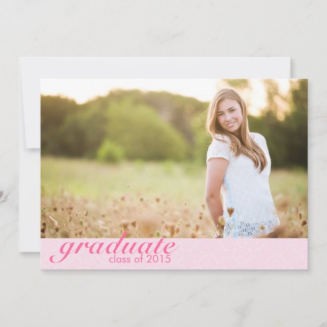 Classic Pink Graduation Announcement - Invite (Front)