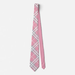 Classic Pink & Gray Tartan Plaid Tie