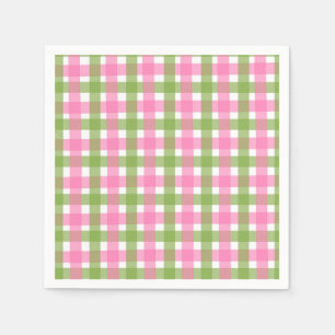 Classic Pink Green Gingham Party Napkin