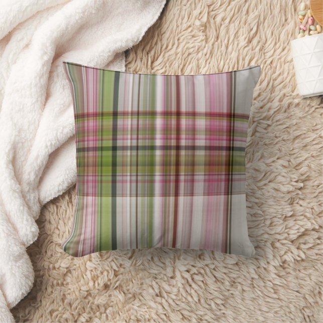 Classic Pink Green Grey Plaid Decorative Pillows (Blanket)