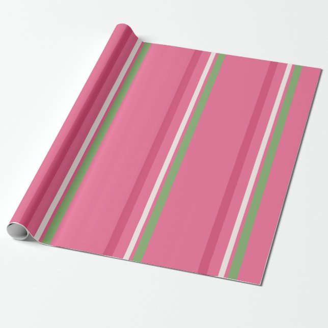 Classic Pink & Green Stripe  Wrapping Paper (Unrolled)