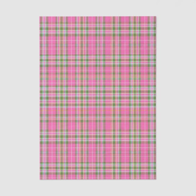 Classic Pink & Green Tartan Plaid Tissue Paper (Front)