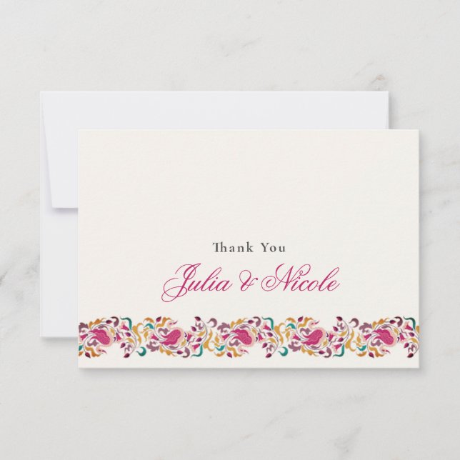 Classic Pink Green Yellow Floral Swan Bird Wedding (Front)