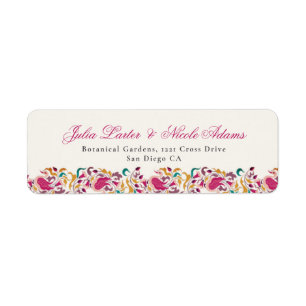 Classic Pink Green Yellow Floral Swan Bird Wedding
