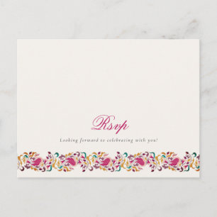 Classic Pink Green Yellow Floral Swan Bird Wedding Postcard