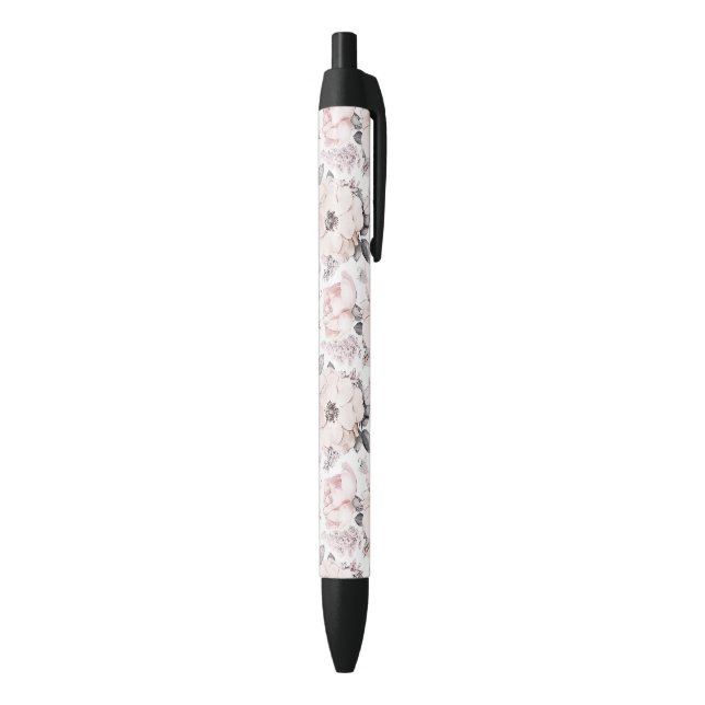 Classic Pink & Grey Pattern Black Ink Pen (Bottom (Vertical))