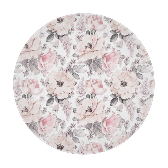 Classic Pink & Grey Pattern Cutting Board (Front)