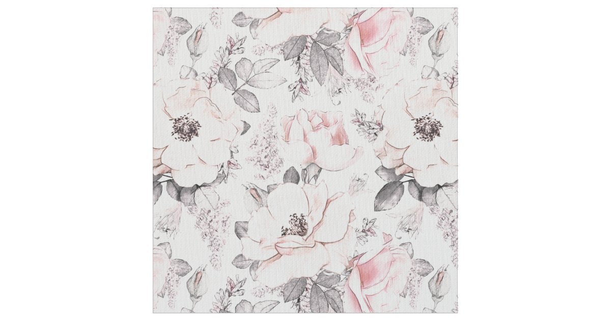 Classic Pink & Grey Pattern Fabric Zazzle.co.uk