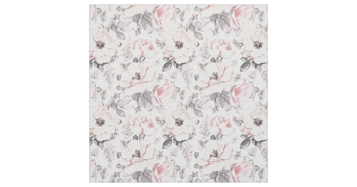 Classic Pink & Grey Pattern Fabric Zazzle