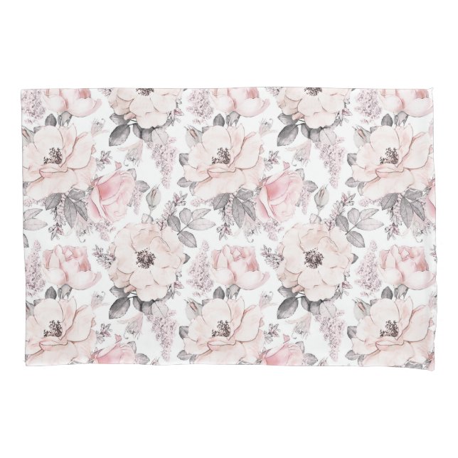 Classic Pink & Grey Pattern Pillowcase (Front-Left)