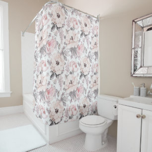 Classic Pink & Grey Pattern Shower Curtain