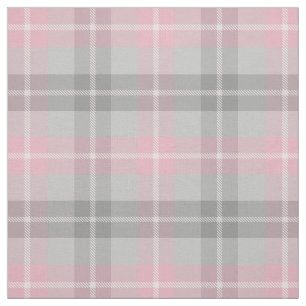 classic pink grey white plaid fabric