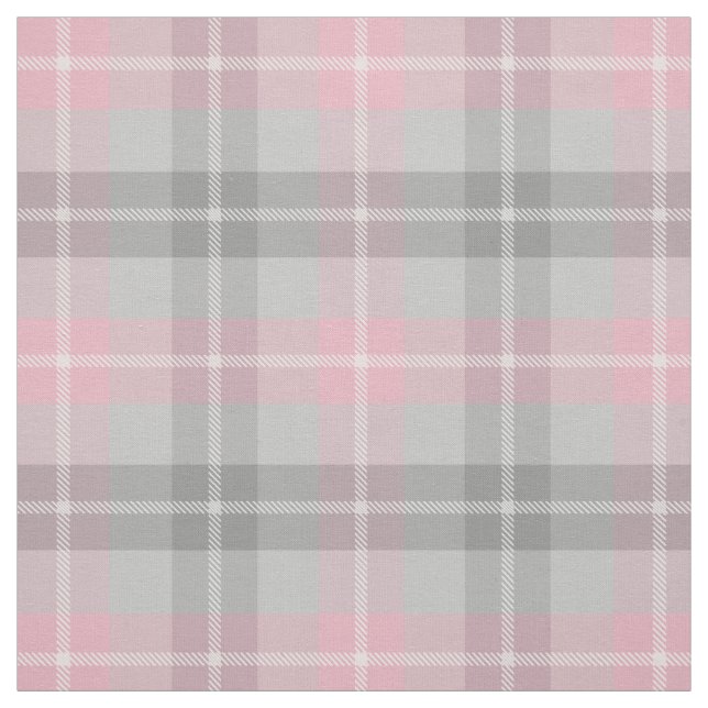 classic pink grey white plaid fabric (Swatch)