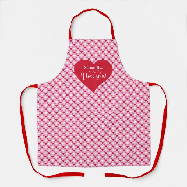 Classic Pink Hearts Apron Valentine I Love You Gif (Front)