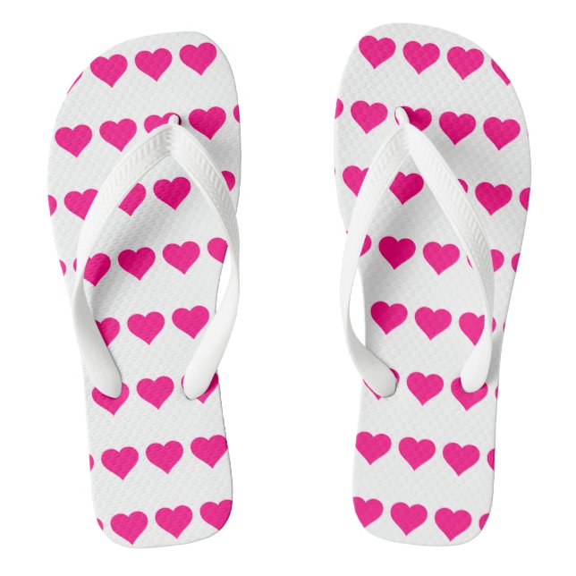 Classic pink hearts flip flops (Footbed)