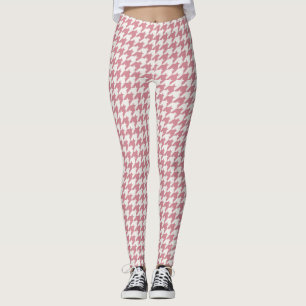 Classic Pink Houndstooth Pattern Leggings