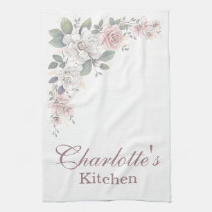Classic Pink & Ivory Roses Flora Tea Towel