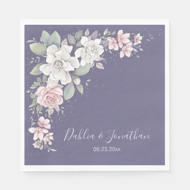 Classic Pink & Ivory Roses Floral Napkin (Front)