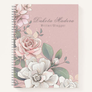 Classic Pink & Ivory Roses Floral Notebook