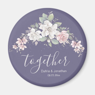 Classic Pink & Ivory Roses Floral "Together" Magnet