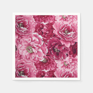 Classic Pink Peonies Clusters Floral Napkins