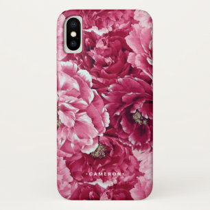 Classic Pink Peonies Clusters Personalised iPhone X Case