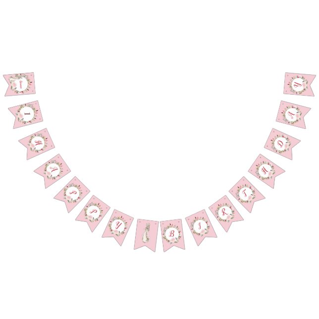 Classic Pink Peter the Rabbit Floral Birthday Bunting (All)