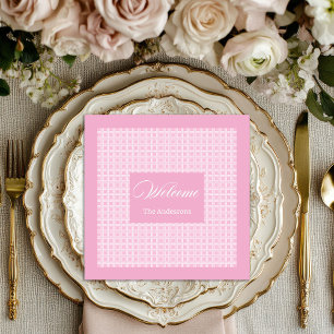 Classic Pink Plaid Napkins Personalized Touch