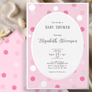 Classic Pink Polka Dots Baby Shower Silver