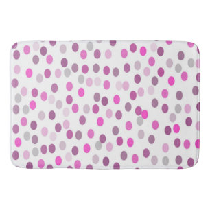 Classic Pink Polka Dots on White  Bath Mat