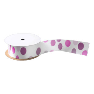 Classic Pink Polka Dots on White  Satin Ribbon