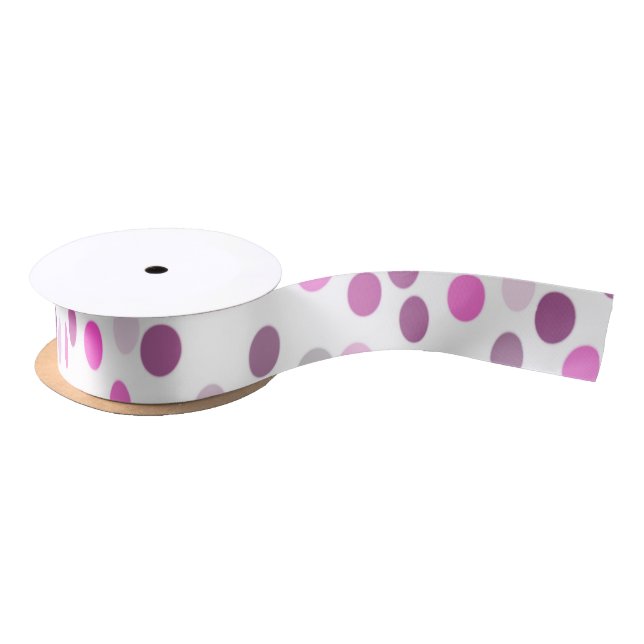 Classic Pink Polka Dots on White  Satin Ribbon (Spool)