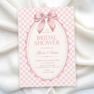 Classic pink ribbon bridal shower invitation