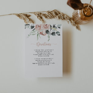 Classic Pink Rose Floral Wedding Directions Enclosure Card