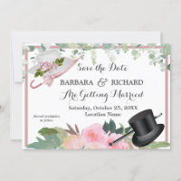 CLASSIC Pink Rose Floral Wedding Save Date 