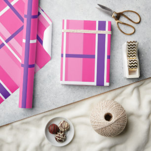 Classic Pink Rustic Buffalo Plaid Wrapping Paper