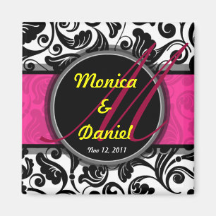 Classic pink save the date wedding magnets A008