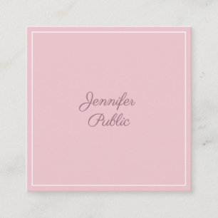Classic Pink Stylish Simple Plain Trendy Luxury Square Business Card