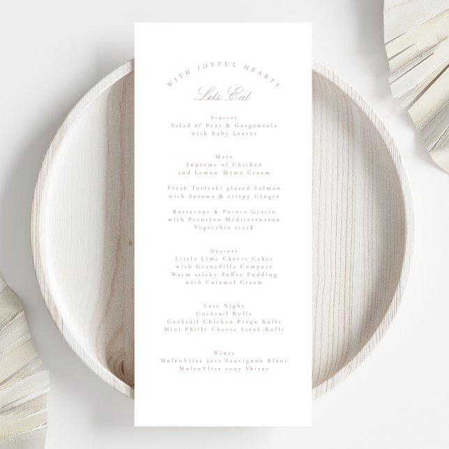 Classic Pink Taupe Calligraphy Formal Wedding Menu (Creator Uploaded)