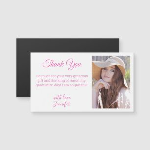 classic pink thank you graduation photo magnet