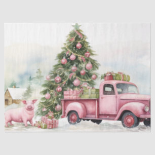 Classic Pink Truck/ Evergreen Christmas & a Pig Tissue Paper