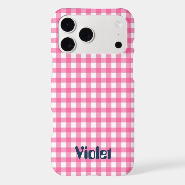 Classic Pink & White Gingham Check Pattern (Back)