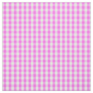 Classic Pink White Gingham Check Pattern Fabric